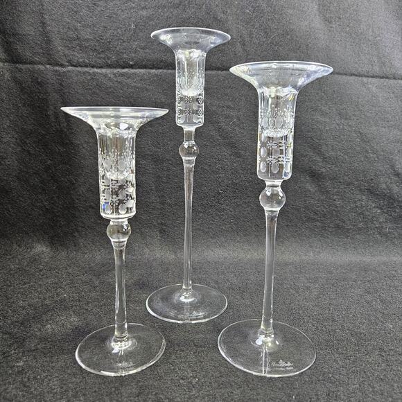 VTG Bjorn Wiinblad Rosenthal Studio Line Crystal Candlestick Set (3) Romance 70s - Picture 1 of 16